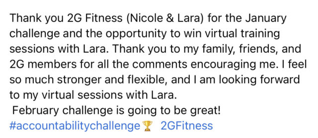 photo of the comments made by the January Accountability Challenge Winner